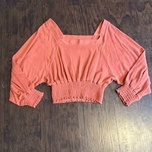 Free people cropped peasant top